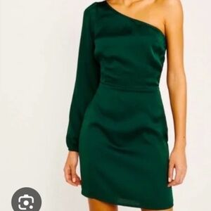 Abercrombie & Fitch Emerald Green One Sleeve Mini Holiday Dress XS